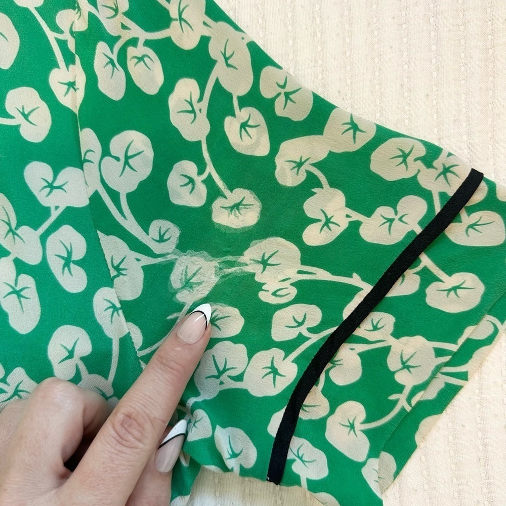 Dalton Silk Crepe Wrap Dress in Green Floral Print - Picture 8 of 11